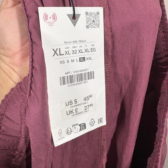 Zara Womens Size XL Drawstring Wide Leg Pants Pink Pull On - Picture 7 of 9